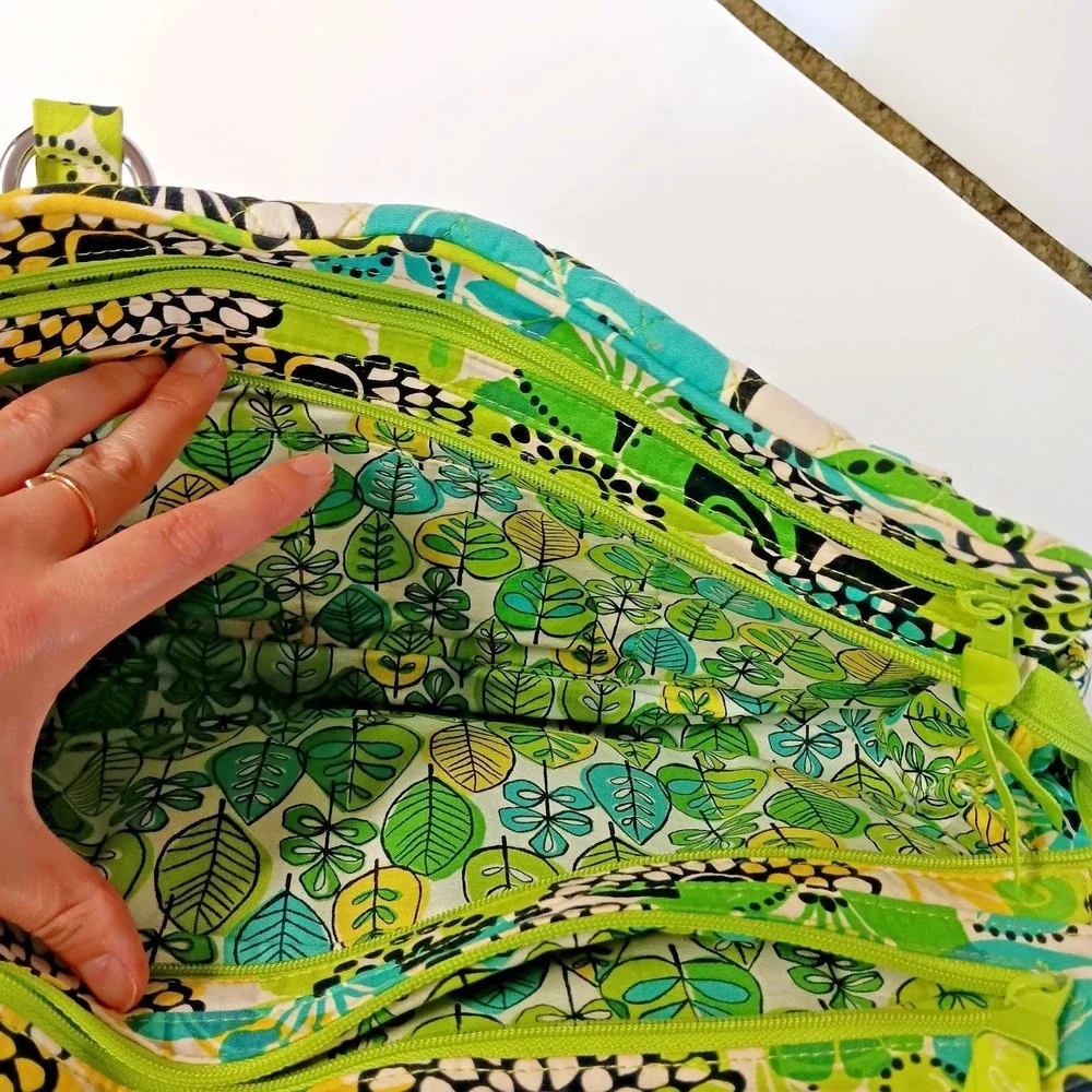 Vera Bradley Frame Bag Satchel Lime's Up Retired Floral Quilted Green Blue
